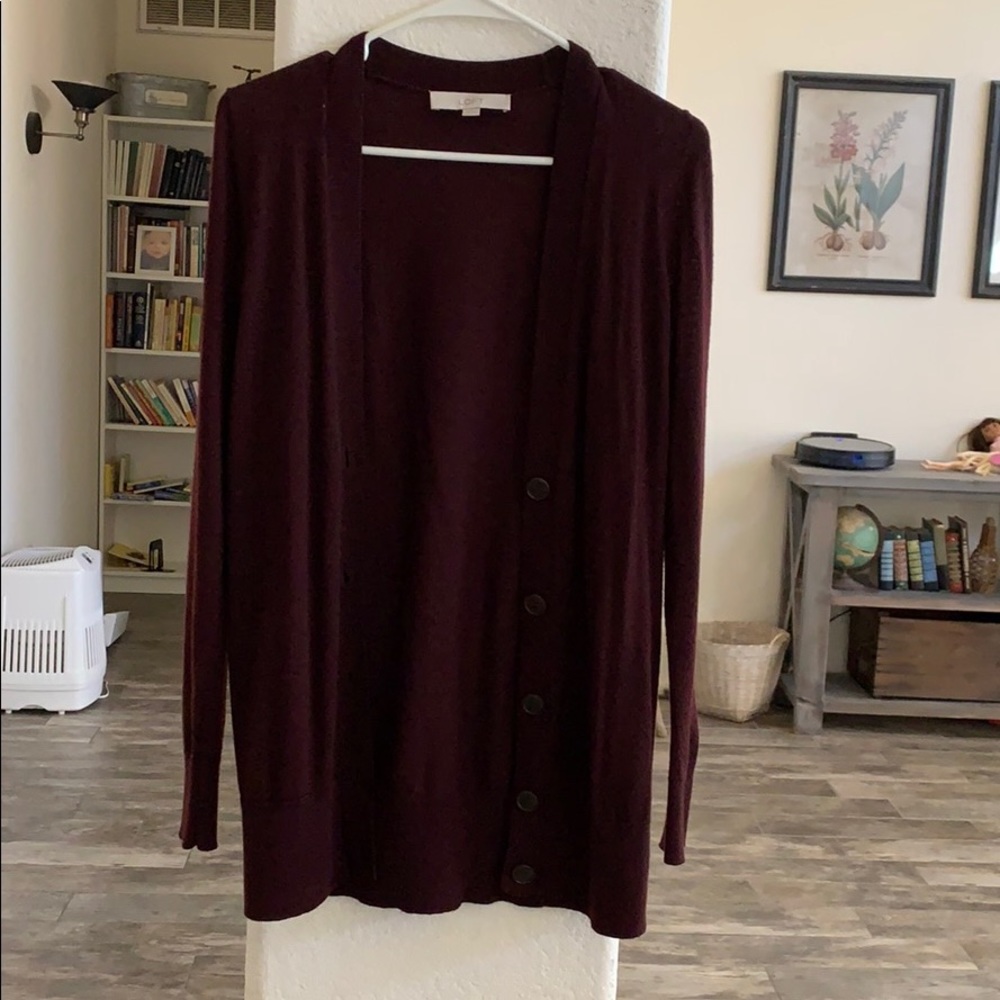 Deep eggplant colored cardigan